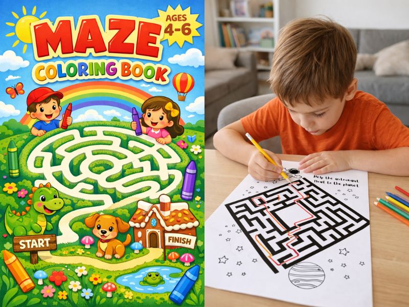 Preschool Maze Worksheets | Fine Motor Skills, Problem Solving & Coloring Activities