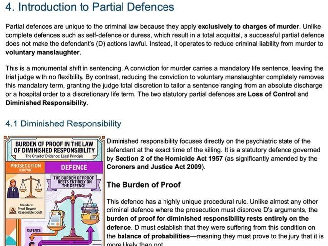 A Level Law: Criminal Law – Partial Defences to Murder (WJEC/Eduqas/AQA/OCR)