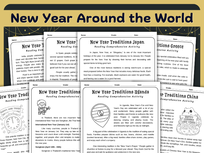 Celebrate New Year Around the World – Reading Comprehension Activity