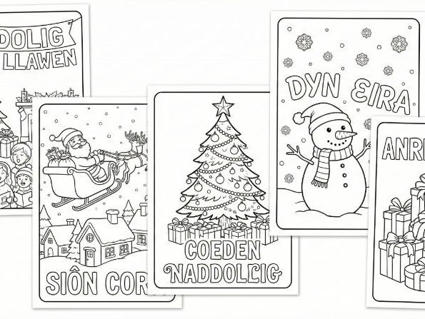 5 Welsh Christmas Colouring Sheets | Lliwio Nadolig (Cymraeg) - FREE