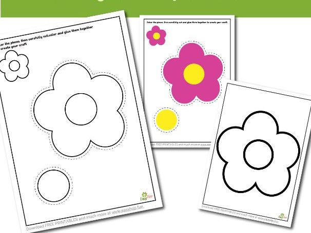 Flower Art & Craft Printable Pack | Cut, Color, and Glue Activity for Kids | 3-Pages