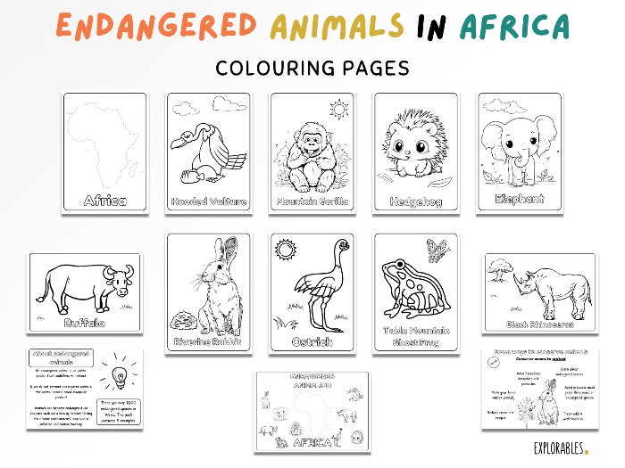 Endangered Animals in Africa Colouring Pages Explore Africa Activity Pack Worksheets About Africa