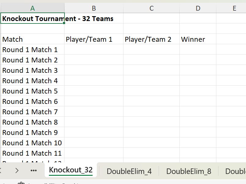 PE Tournament & Fixture Pack: Round Robin, Knockout, Double Elimination & League Tables