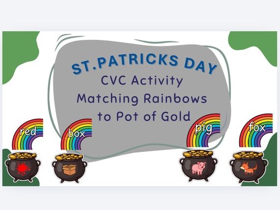St. Patricks Day CVC Matching Rainbows Gold
