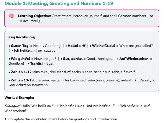 German: Complete Vocabulary & Grammar Workbook (Stimmt! 1 Modules 1–3)