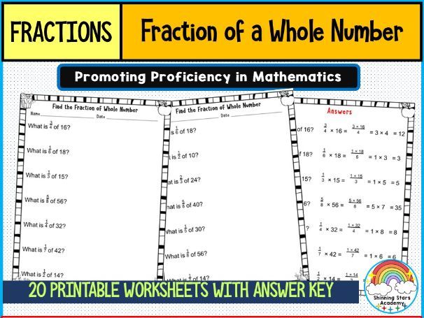 Find the Fraction of a Whole Number Worksheets | Printable Math Practice