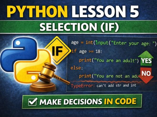 Python Lesson 5: Selection (IF Statements) (GCSE-Ready) | Make Your Code Decide