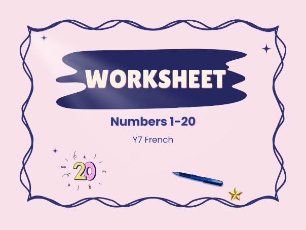 Les nombres 1-20 – Numbers in French – KS3 worksheet