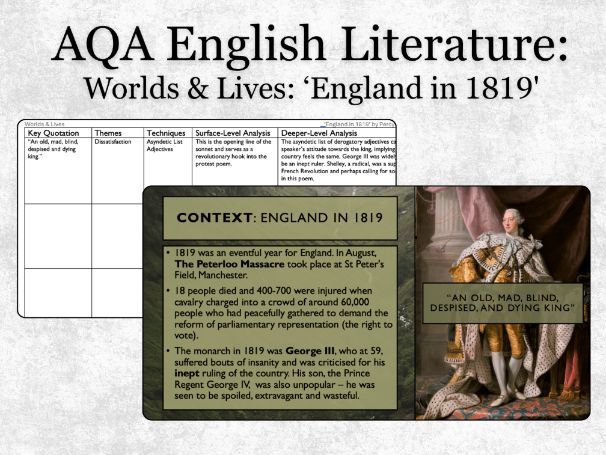 AQA Worlds and Lives: England in 1819 Full Lesson - GCSE English Literature Poetry