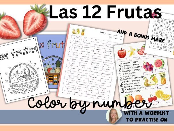 Spanish Fruits Color by Code – Vocabulary Practice with Word List | Beginning Spanish