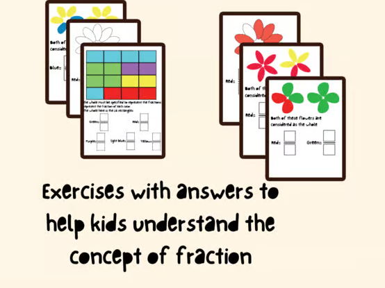 Introduction to fractions : Exercises to understand fractions ks2-ks3