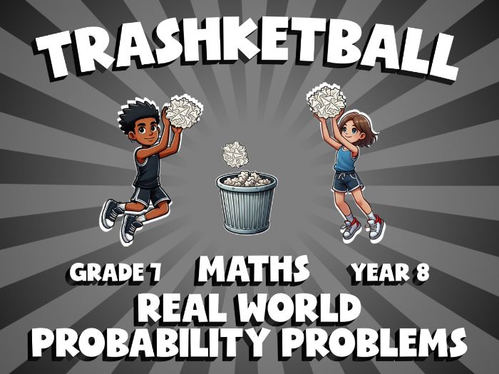 Real World Probability Problems TRASHKETBALL Maths Game | No-Prep Year 8 Review Activity