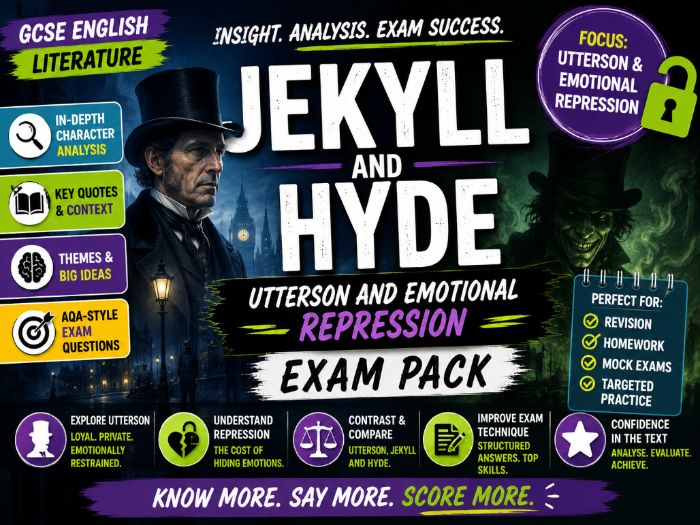 GCSE English Literature Jekyll and Hyde - Utterson and Emotional Repression Exam Pack