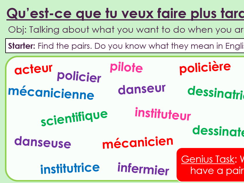 Dynamo 3 Rouge: Module 2. Unit 1, Qu’est-ce que tu veux faire plus tard?