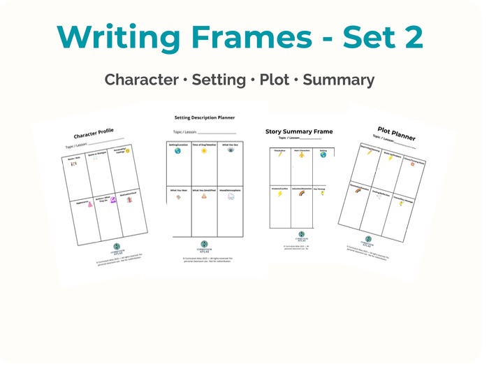 Writing Frames – Set 2 | Character, Setting, Plot & Story Summary Templates