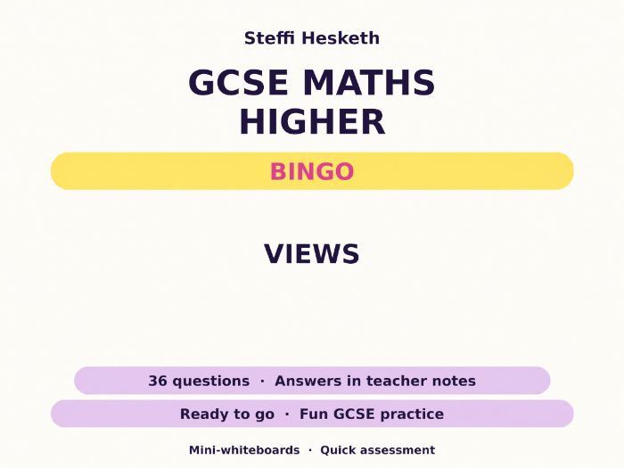 Views GCSE Maths Higher Bingo