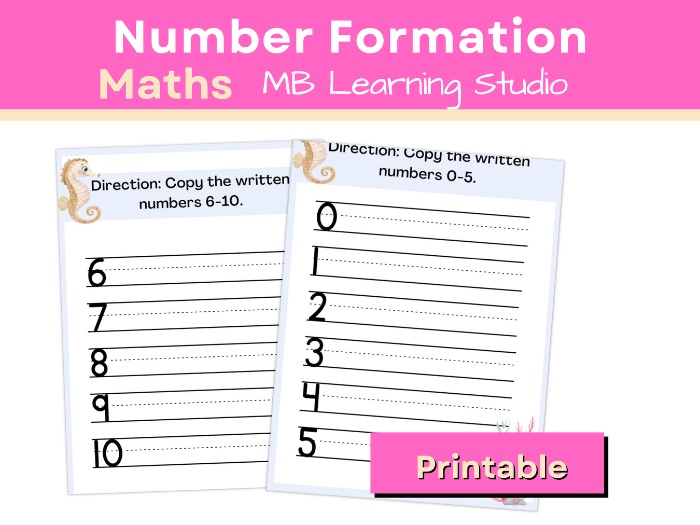 Number Formation Practice Sheets to 10 | EYFS, KS1, Pre-K, Kindergarten