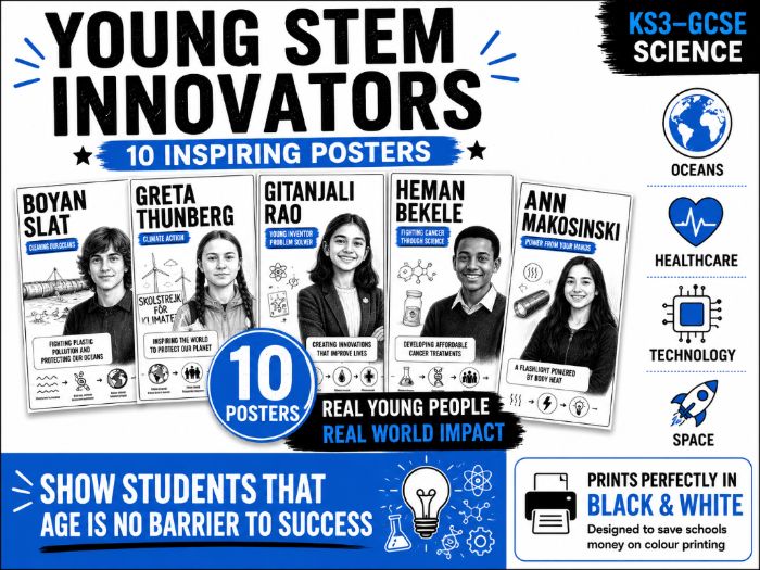 Young STEM Innovators Display Pack | 10 Inspiring Posters for KS3 & GCSE Science