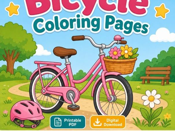 Bicycle Coloring Pages | Bicycle Coloring Pages | Printable PDF | Digital Download