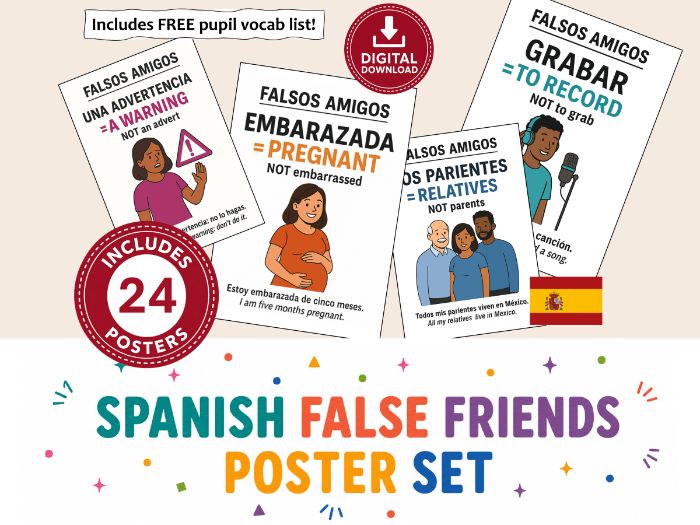 Classroom Poster Set - Spanish False Friends (Falsos Amigos)