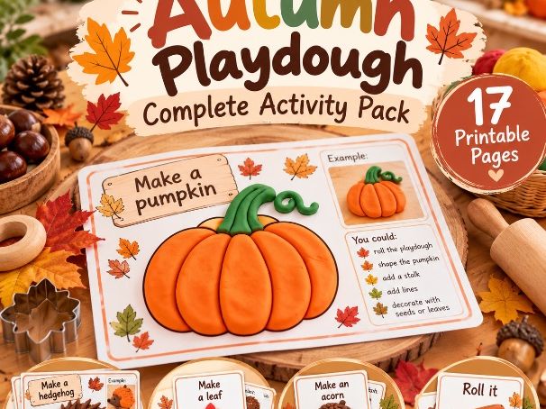 Autumn Playdough Mats & Activity Cards | EYFS & KS1 Fine Motor Skills and Loose Parts