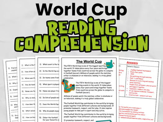 FIFA World Cup Reading Comprehension | Football Non-Fiction Activity | Years 5–8