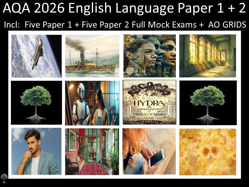 Ten AQA 2026 English Language Paper 1 + 2 Mocks | AO GRIDS