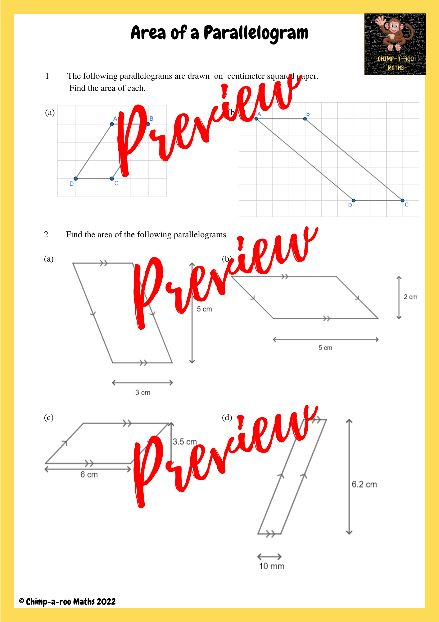 Area of a Parallelogram Teaching Resources