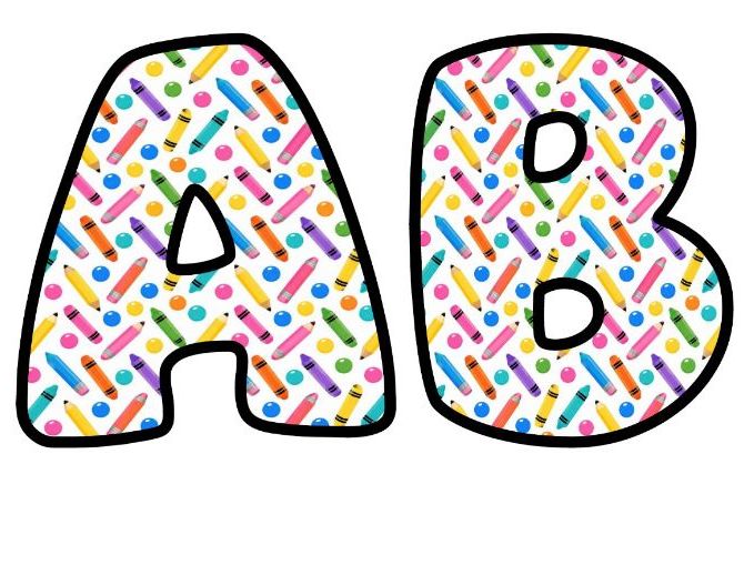 Crayons and Pencils Bubble Letters | Art and Music Bulletin Board Letters | Classroom Display Pack