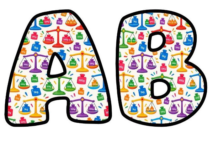 Weighing Scales and Weights Bubble Letters | Science Topic Bulletin Board Letters