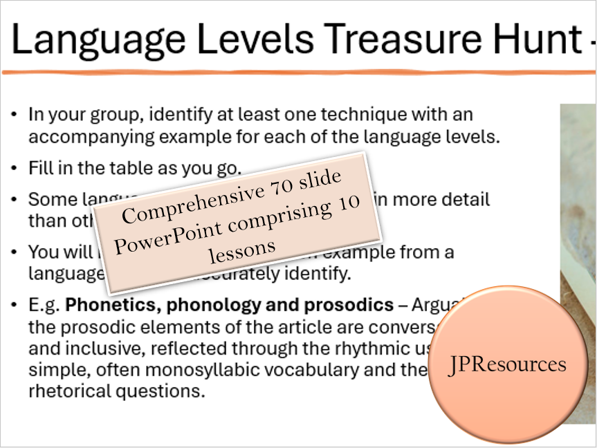 AQA A Level English Language Paper 1 Revision - 9 Lesson Teaching Unit ...