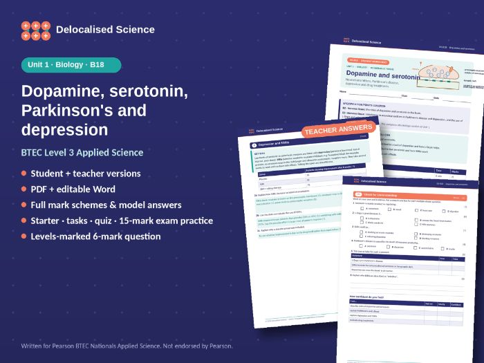 Dopamine, Serotonin, Parkinson's and Depression | BTEC Applied Science