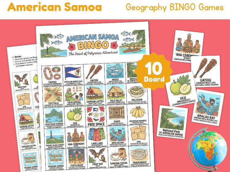 American Samoa Geography Bingo Game | Country Study Activity