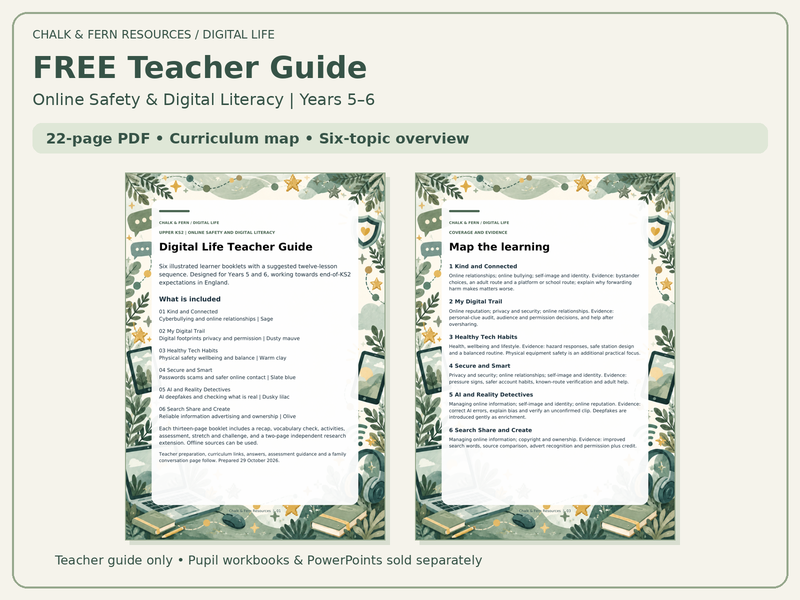 FREE Online Safety & Digital Literacy Teacher Guide | Years 5–6 | Digital Life Curriculum Overview