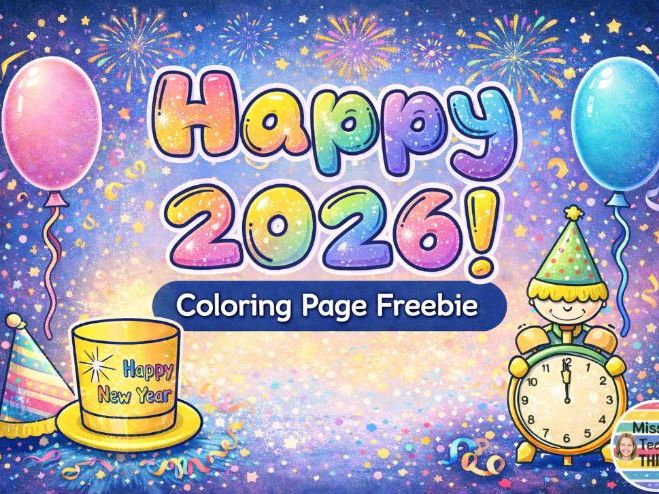 Happy 2026 Colouring Sheet - Freebie!