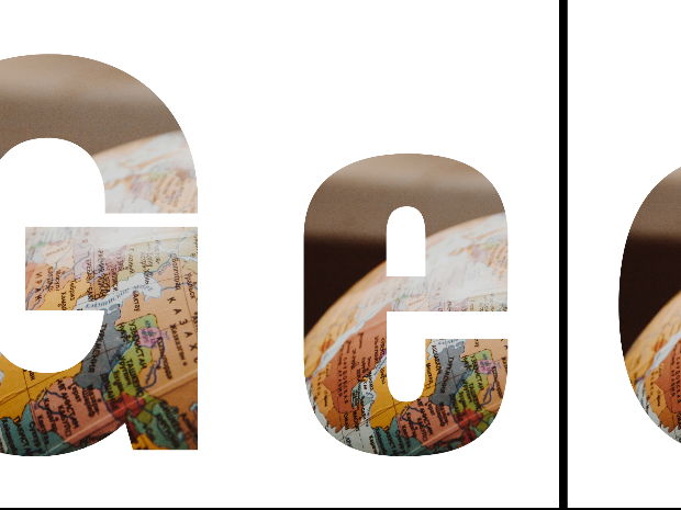 Geography display letters - lowercase letters (globe image)