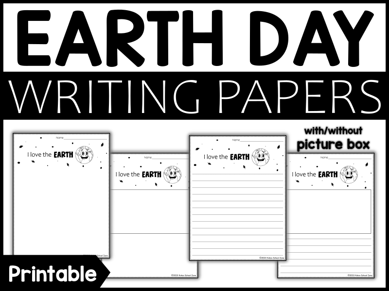 Earth Day Writing Paper with and without Picture Box