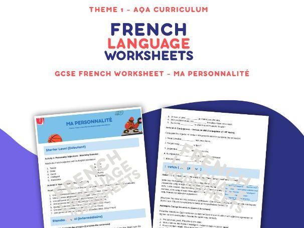 Ma Personnalité GCSE Worksheet (AQA Theme 1)
