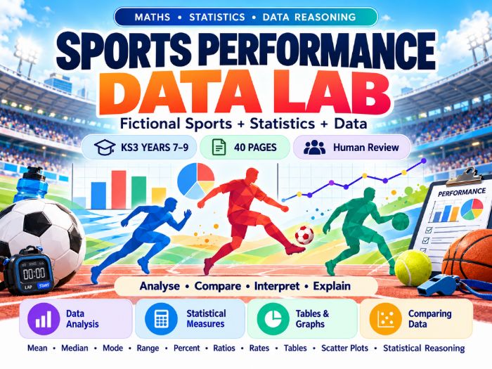 KS3 Sports Performance Data Lab | Statistics, Averages & Graphs | 40 Pages