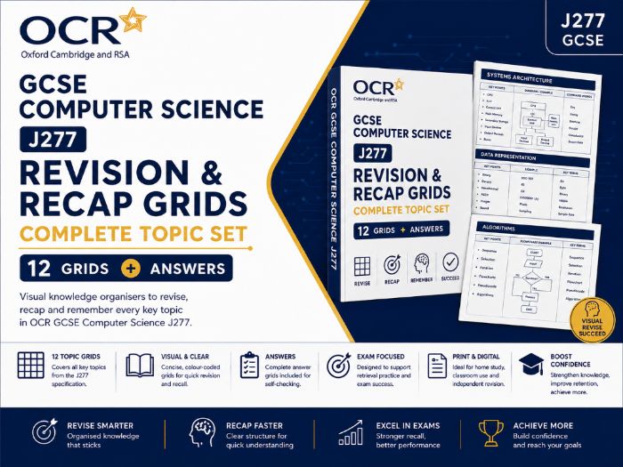 OCR GCSE Computer Science J277 Revision & Recap Grids | Complete Topic Set (12 Grids + Answers)