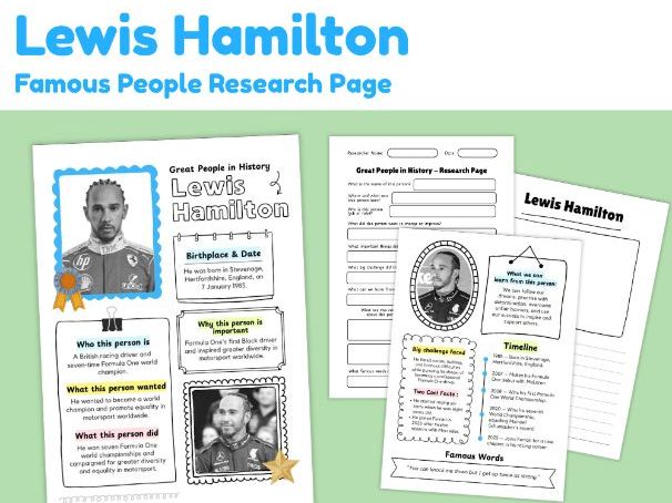 Lewis Hamilton Biography Worksheets | Black History Month UK