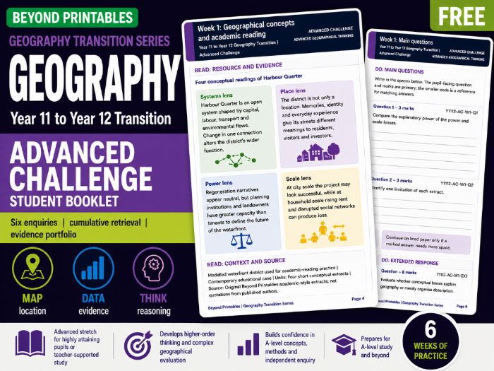 Year 11 to Year 12 Geography Summer Transition Booklet – Advanced Challenge | Higher Ability A-Level