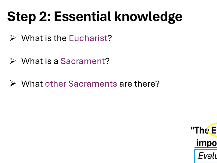 GCSE RE AQA – Is the Eucharist the Most Important Sacrament? (12mark practice)