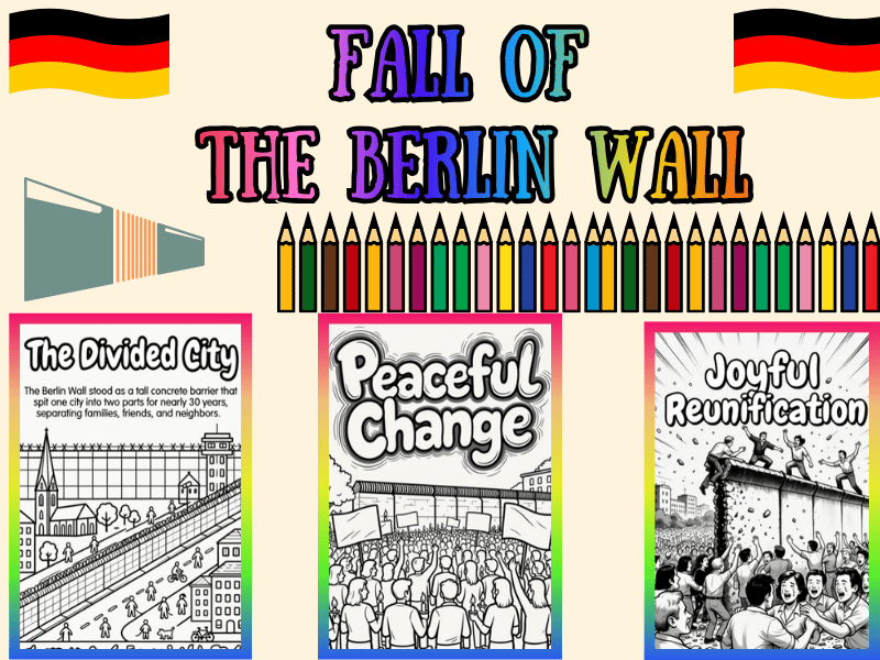 Fall of the Berlin Wall 1989 History Coloring Pages for Kids | NO PREP Activity