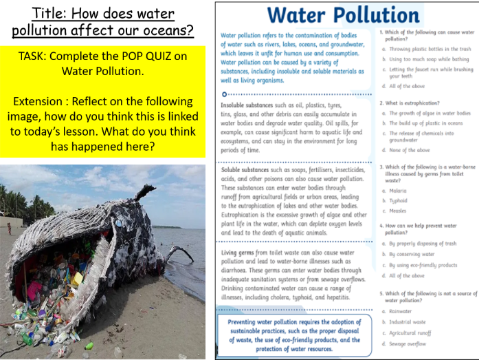 POLLUTION NEW CURRICULUM FOR WALES OCEANS