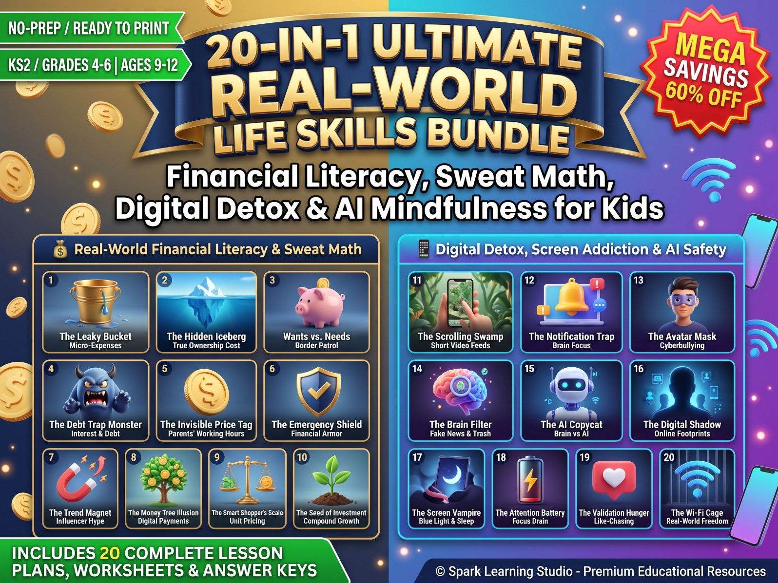20-in-1 Ultimate Real-World Life Skills Mega Bundle | KS2 Math, SEL, Financial Literacy & Digital Detox