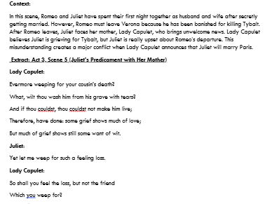 Guided Reading on Juliet's Predicament
