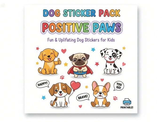Positive Paws Dog Sticker Pack | Fun & Uplifting Stickers for Kids