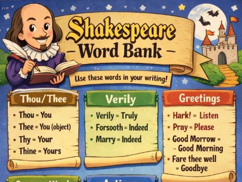 Shakespeare word bank worksheet