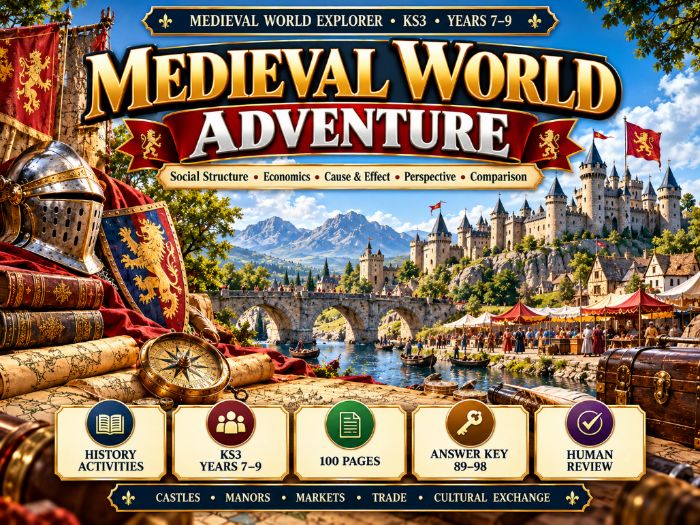 Medieval World Adventure  KS3 Medieval History Activities  100 Pages